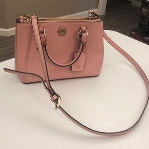Tory Burch Robinson micro double zip tote pink